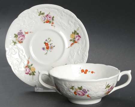 Caughley Sprays Footed Cream Soup Bowl & Saucer Set
