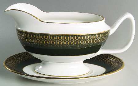 Chateau Green (Smooth Edge) Gravy Boat & Underplate