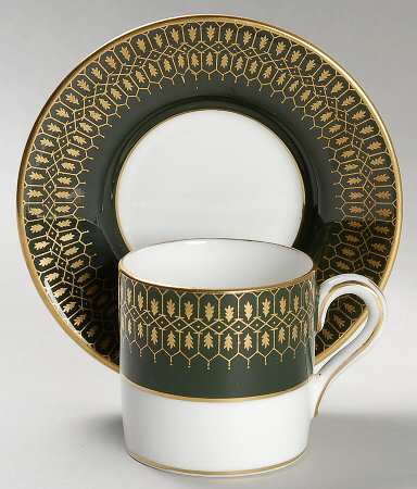 Chateau Green (Smooth Edge) Flat Demitasse Cup & Saucer Set