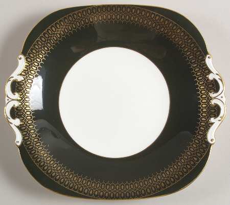 Chateau Green (Smooth Edge) Handled Cake Plate