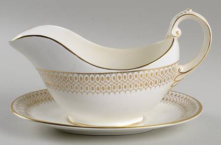 Chateau Gold and White Gravy Boat & Underplate