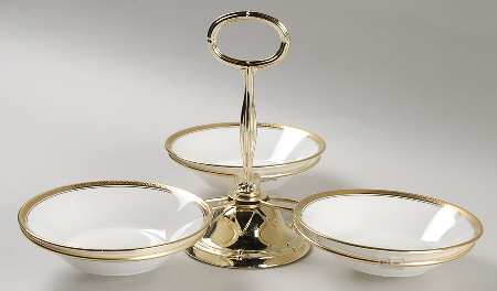 Elite Gold 7" x 12" 3-Part Relish & Metal Stand (FR) HC