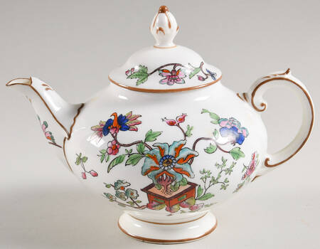 Flower Pot (Brown Trim, Smooth) Teapot & Lid