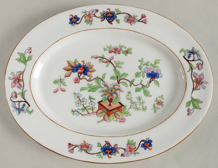 Flower Pot (Brown Trim, Smooth) 11" Oval Serving Platter