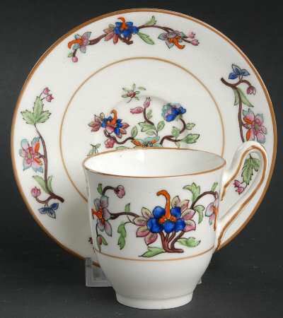 Flower Pot (Brown Trim, Smooth) Footed Demitasse Cup & Saucer Set