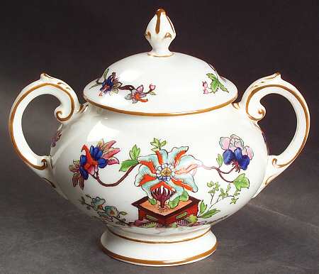 Flower Pot (Brown Trim, Smooth) Sugar Bowl & Lid
