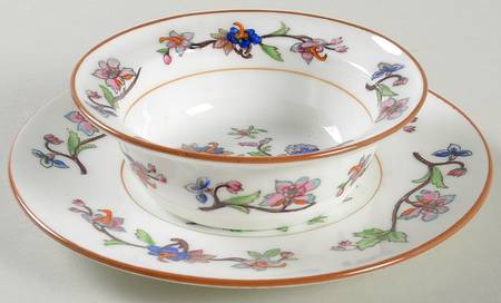 Flower Pot (Brown Trim, Smooth) Ramekin & Saucer Set