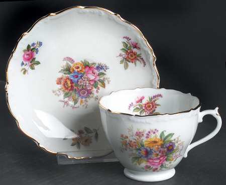 Fragrance (9504, Raised Edge) Footed Cup & Saucer Set