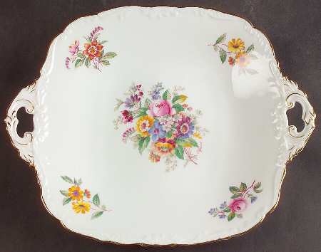 Fragrance (9504, Raised Edge) Square Handled Cake Plate