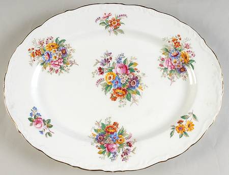 Fragrance (9504, Raised Edge) 13" Oval Serving Platter