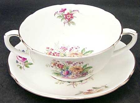 Fragrance (9054, Not Raised, Scalloped) Footed Cream Soup Bowl & Saucer Set