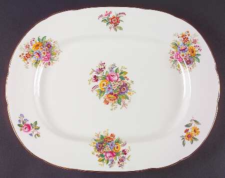 Fragrance (9054, Not Raised, Scalloped) 14" Oval Serving Platter
