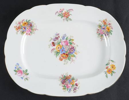 Fragrance (9054, Not Raised, Scalloped) 12" Oval Serving Platter