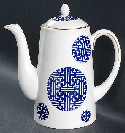 Fretwork Blue (Canton) Coffee Pot & Lid