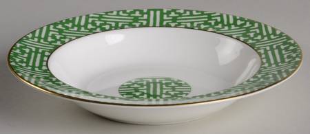 Fretwork Green (Shanghai) Rim Soup Bowl