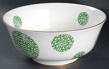 Fretwork Green (Shanghai) 10" Large Salad Serving Bowl