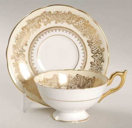 Golden Wedding Cream Footed Cup & Saucer Set