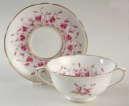 Harebell Pink Footed Cream Soup Bowl & Saucer Set