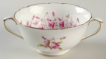 Harebell Pink Footed Cream Soup Bowl