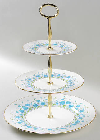 Harebell Turquoise 13 7/8"-14 1/4" 3-Tiered Serving Tray(DP,SP,BB) HC