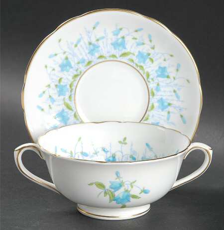 Harebell Turquoise Footed Cream Soup Bowl & Saucer Set