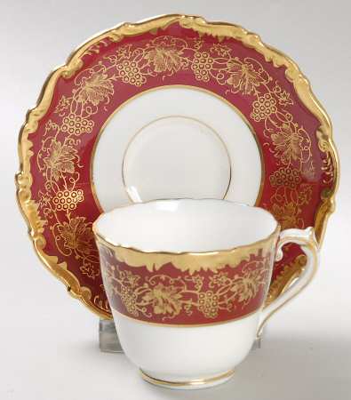 Hazelton Maroon Footed Demitasse Cup & Saucer Set