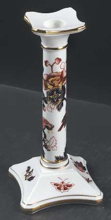 Hong Kong (New Backstamp, Mauve Flowers) 8" Tall Candlestick