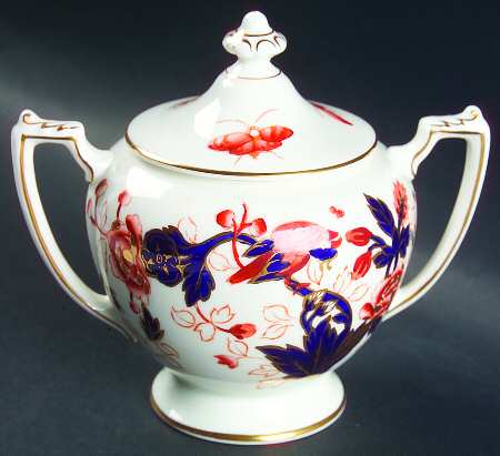 Hong Kong (Old Backstamp, Rust Flowers) Sugar Bowl & Lid