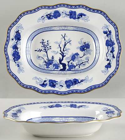 Indian Tree Blue 10" Oval Vegetable Bowl