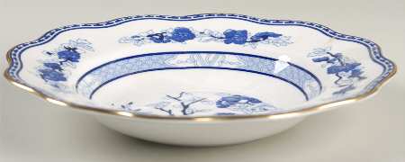 Indian Tree Blue Rim Soup Bowl