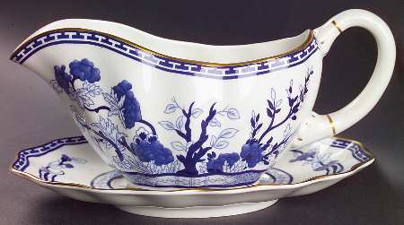 Indian Tree Blue Gravy Boat & Underplate