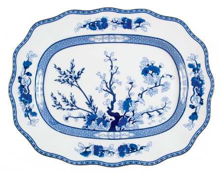Indian Tree Blue 14" Oval Serving Platter