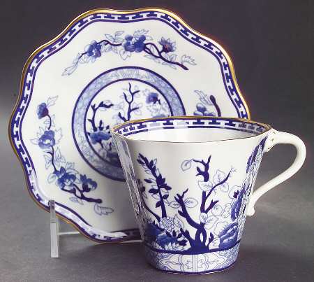 Indian Tree Blue Flat Cup & Saucer Set