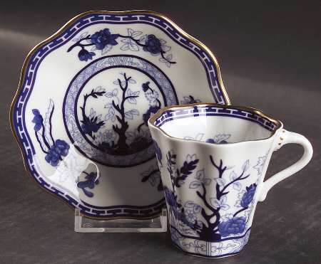 Indian Tree Blue Flat Demitasse Cup & Saucer Set