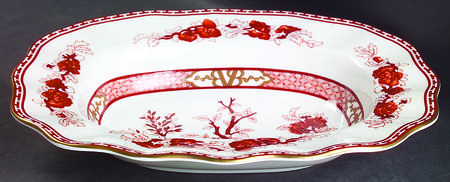 Indian Tree Coral (Scalloped) 10" Oval Vegetable Bowl