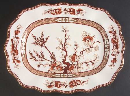 Indian Tree Coral (Scalloped) 14" Oval Serving Platter