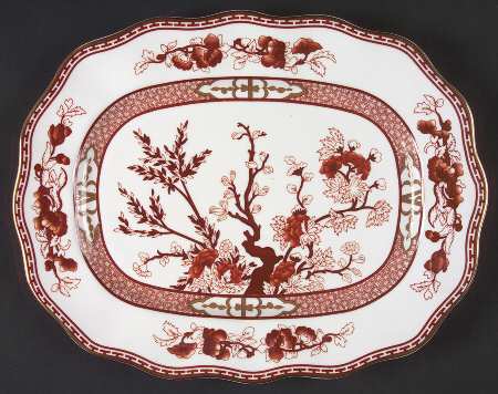 Indian Tree Coral (Scalloped) 12" Oval Serving Platter