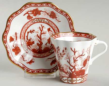 Indian Tree Coral (Scalloped) Flat Demitasse Cup & Saucer Set