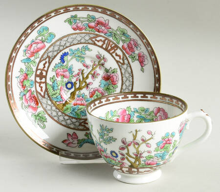 Indian Tree Multicolor (Smooth Edge) Footed Cup & Saucer Set