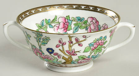 Indian Tree Multicolor (Smooth Edge) Footed Cream Soup Bowl