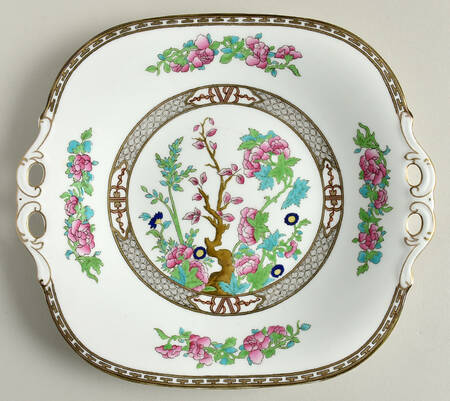 Indian Tree Multicolor (Smooth Edge) Square Handled Cake Plate