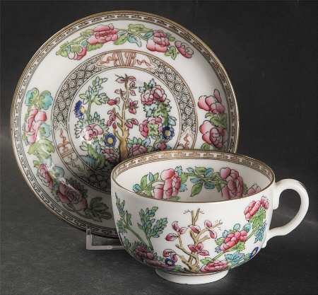 Indian Tree Multicolor (Smooth Edge) Flat Cup & Saucer Set