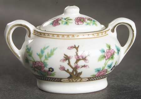 Indian Tree Multicolor (Smooth Edge) Miniature Sugar Bowl & Lid