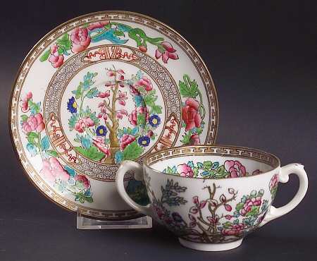 Indian Tree Multicolor (Smooth Edge) Flat Bouillon Cup & Saucer