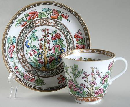Indian Tree Multicolor (Smooth Edge) Flat Cup & Saucer Set