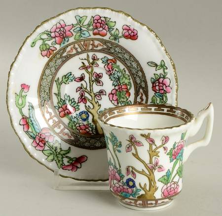 Indian Tree (Beaded) Flat Demitasse Cup & Saucer Set