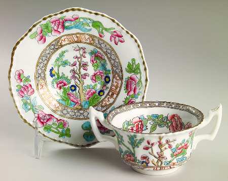 Indian Tree (Beaded) Flat Bouillon Cup & Saucer