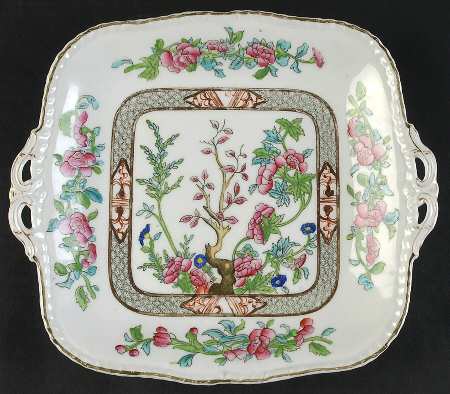 Indian Tree (Beaded) Square Handled Cake Plate