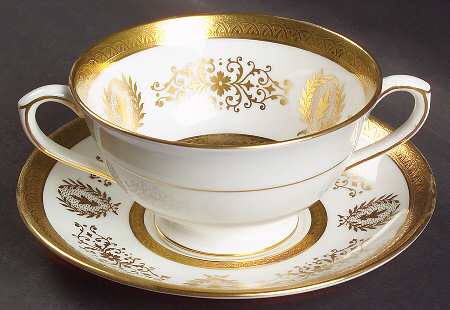 Lady Anne Gold Footed Cream Soup Bowl & Saucer Set