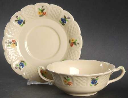 Lady Hamilton Footed Cream Soup Bowl & Saucer Set